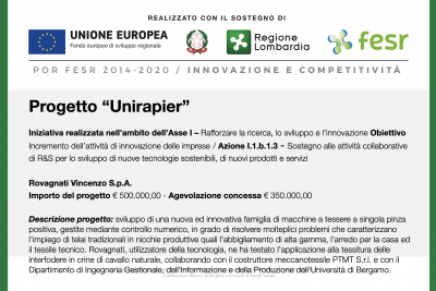 Progetto Unirapier: telai innovativi a monopinza positiva a controllo numerico 